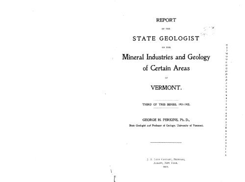 Mineral Industries and Geology of Certain Areas - Vermont Agency ...