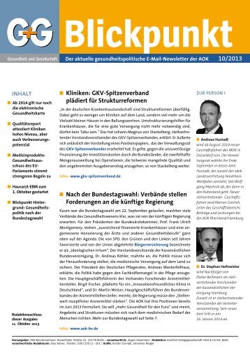 G+G Blickpunkt 10/13 - AOK-Bundesverband