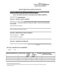 Health Certificate No.: AQUATIC ANIM AL HEALTH EXPORT ... - aphis