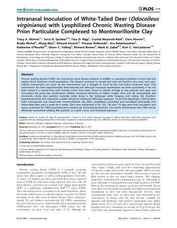 Intranasal Inoculation of White-Tailed Deer (Odocoileus ... - aphis