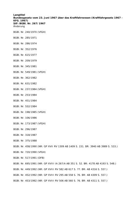 Langtitel Bundesgesetz vom 23. Juni 1967 über das Kraftfahrwesen ...