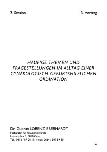 häufige themen und fragestellungen im alltag einer gynäkologisch