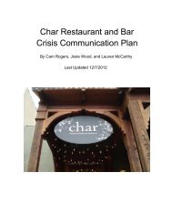 Char Restaurant and Bar Crisis Communication Plan - Appalachian ...