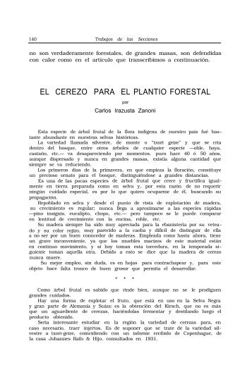 Sección Forestal. El cerezo para el plantío forestal - Aranzadi
