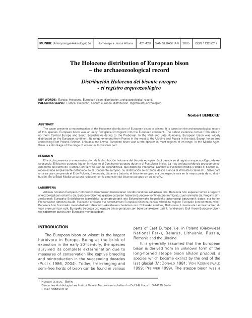 The Holocene distribution of European bison – the ... - Aranzadi