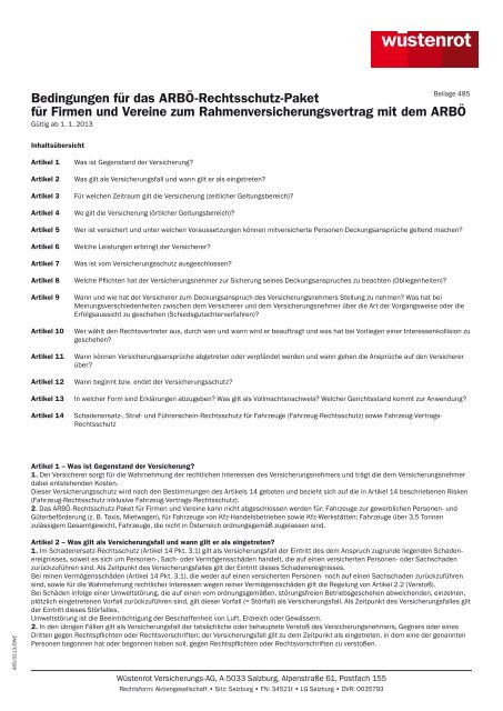 et Bedingungen für das ARBÖ-Rechtsschutz-Paket für Firmen und ...