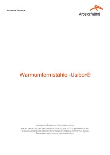 Warmumformstähle -Usibor® - ArcelorMittal