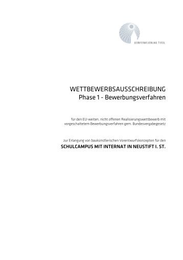 Ausschreibung Phase 1 Schulcampus Neustift - architekturwettbewerb