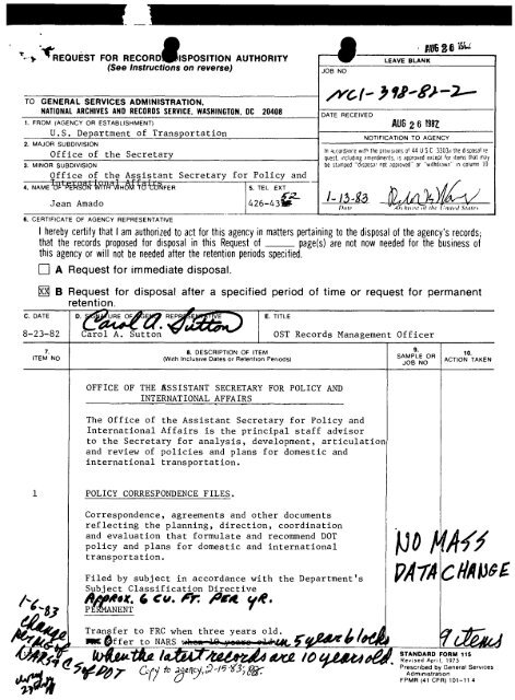 Records of the Office of the Assistant Secretary for Policy and ...