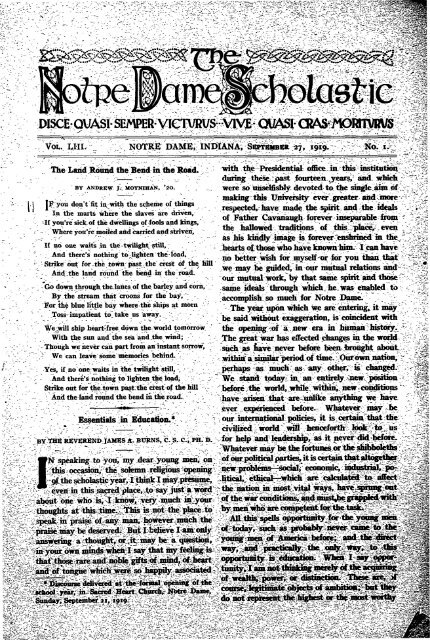 Notre Dame Scholastic, Vol. 53, No. 01 -- (p. 1) 27 September 1919