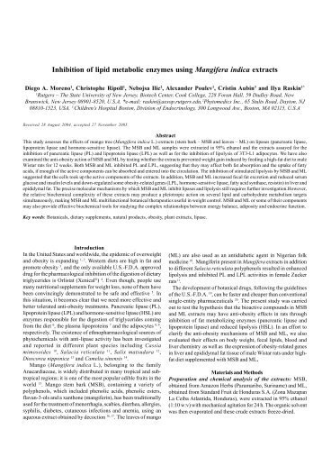 Inhibition of lipid metabolic enzymes using Mangifera indica extracts