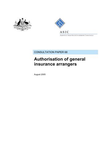 Authorisation of general insurance arrangers - Australian Securities ...