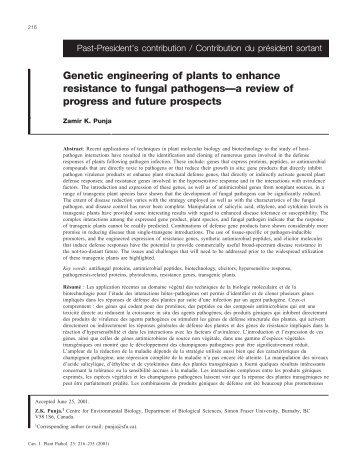 Genetic engineering of plants to enhance resistance to fungal ...