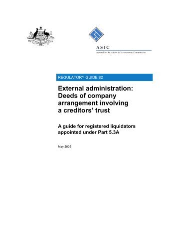 External administration: Deeds of company arrangement involving a ...