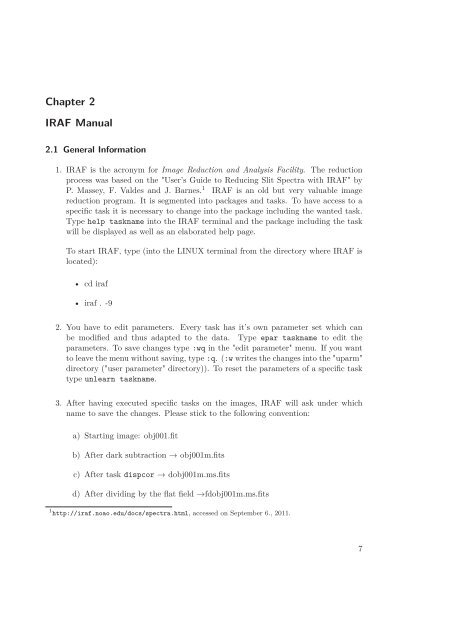 Chapter 2 IRAF Manual