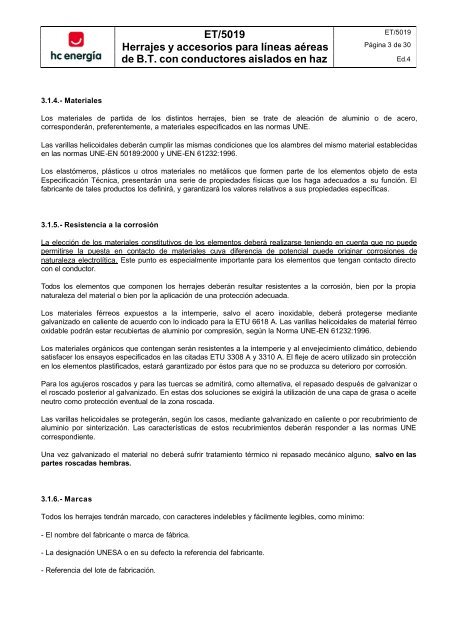 ET 5019 Herrajes y accesorios para líneas aéreas de Baja Tensión ...