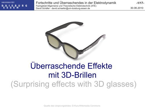 Überraschende Effekte mit 3D-Brillen - Allgemeine und theoretische ...