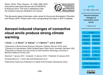 Aerosol-induced changes of convective cloud anvils - ACPD