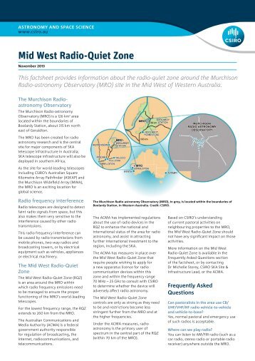 Mid West Radio-Quiet Zone - Australia Telescope National Facility