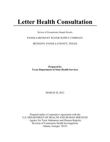Panola-Bethan Water Supply Company - Agency for Toxic ...
