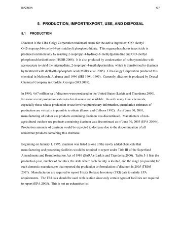 Toxicological Profile for Diazinon