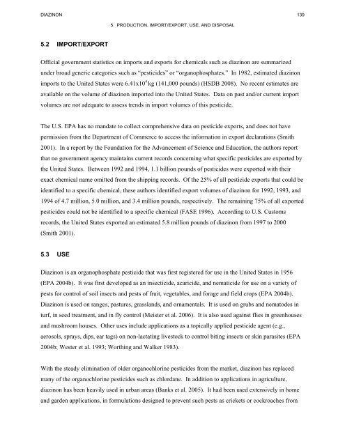 Toxicological Profile for Diazinon