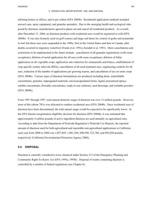 Toxicological Profile for Diazinon