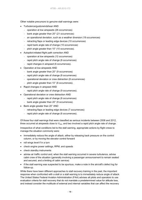 Stall warnings in high capacity aircraft: The Australian context 2008 ...