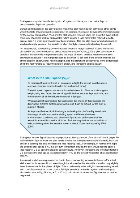 Stall warnings in high capacity aircraft: The Australian context 2008 ...