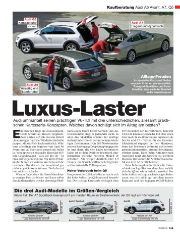 Die drei Audi-Modelle im Größen-Vergleich