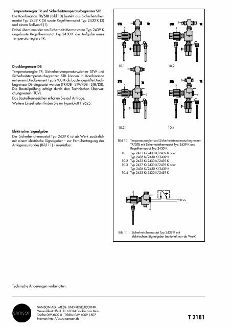 Übersichtsblatt T 2181 Temperaturregler ohne Hilfsenergie ...