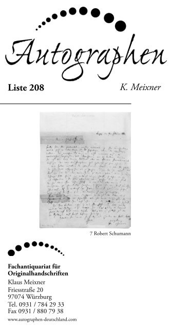 Liste 208 - Autographen Deutschland - Das Fachantiquariat für ...