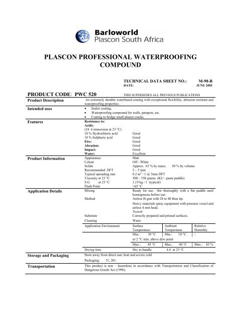 plascon professional waterproofing compound - AutoSpec
