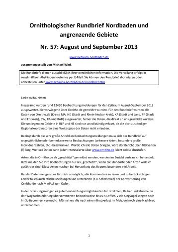 Rundbrief 057 vom 24.10.2013 - Avifauna Nordbaden