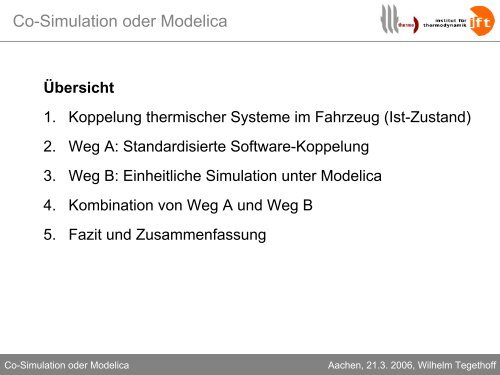 Co-Simulation oder Modelica: Kopplung von ...