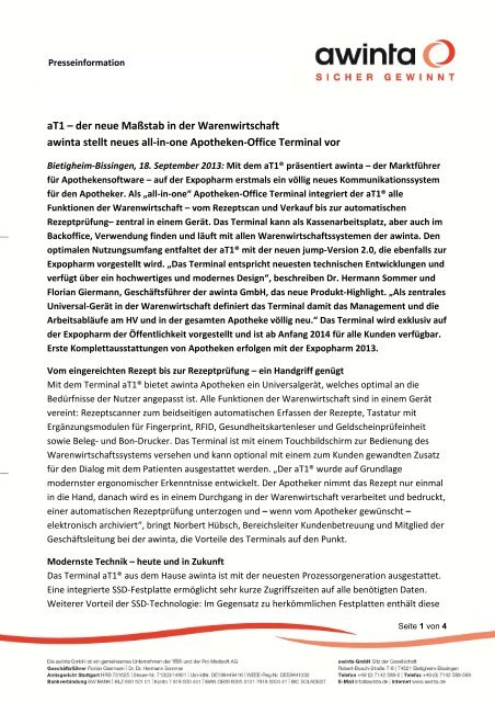 aT1 – der neue Maßstab in der Warenwirtschaft ... - Awinta GmbH