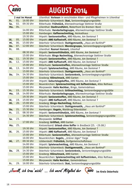 Jahresplan 2013 - Arbeiterwohlfahrt Kreisverband Osterholz