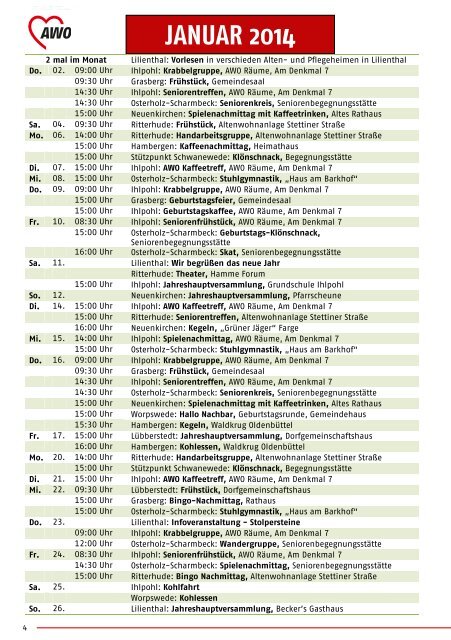 Jahresplan 2013 - Arbeiterwohlfahrt Kreisverband Osterholz