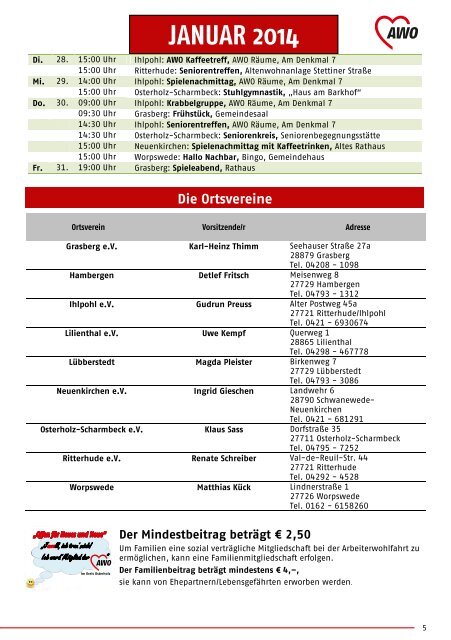 Jahresplan 2013 - Arbeiterwohlfahrt Kreisverband Osterholz