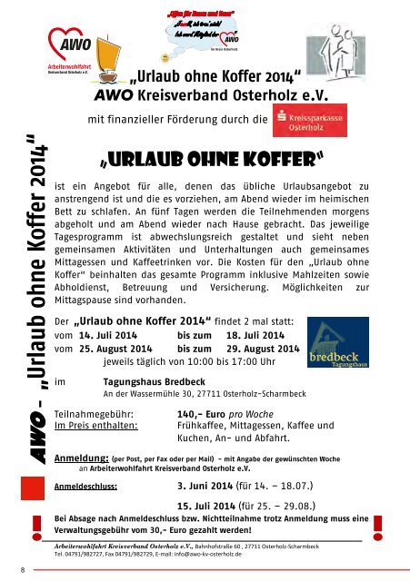 Jahresplan 2013 - Arbeiterwohlfahrt Kreisverband Osterholz