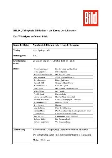 Factsheet Nobelpreis Bibliothek - Axel Springer AG