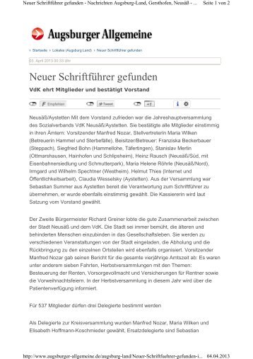 Neuer Schriftführer gefunden - Aystetten