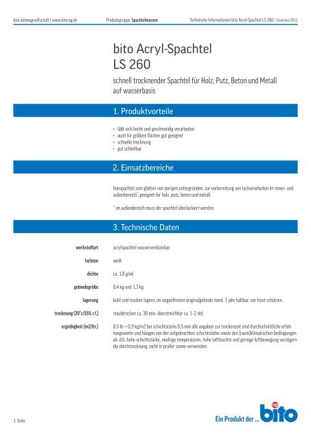 Technisches Datenblatt LS 260 - Bito AG