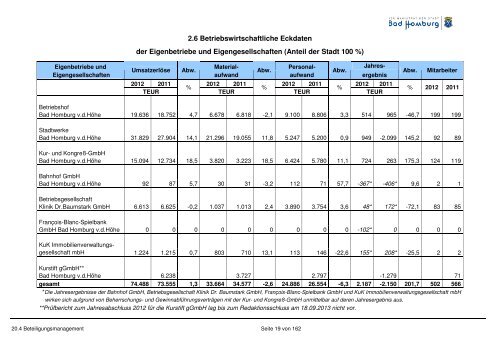 Beteiligungsbericht Geschäftsjahr 2012 - Bad Homburg