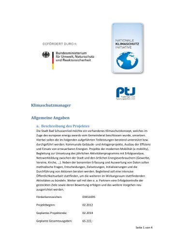 Internetauftritt Klimaschutzmanager - Bad Schussenried