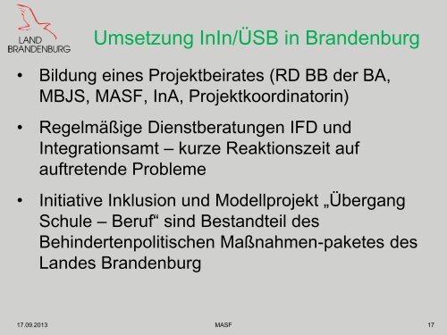 Initiative Inklusion – HF BO am Beispiel des Landes Brandenburg ...