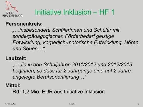 Initiative Inklusion – HF BO am Beispiel des Landes Brandenburg ...