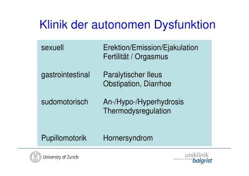 The Autonomic Nervous System in Human SCI - Uniklinik Balgrist