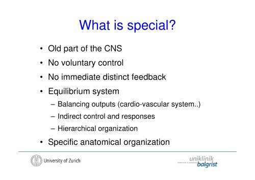 The Autonomic Nervous System in Human SCI - Uniklinik Balgrist