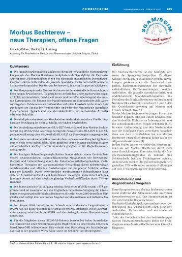 Morbus Bechterew - neue Therapien, offene Fragen - Uniklinik Balgrist